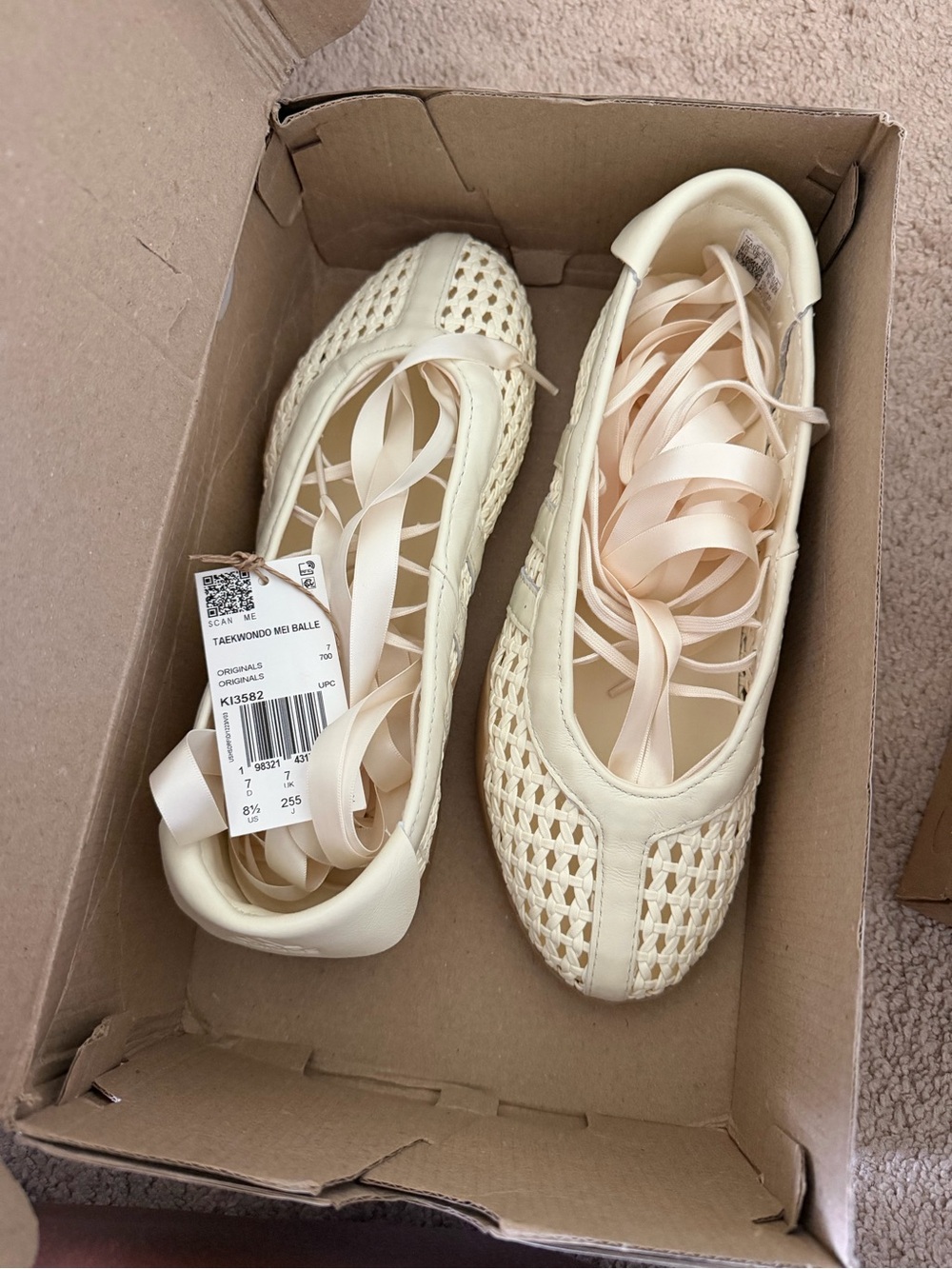 Adidas Taekwondo Mei Ballet Basketweave cream White KI3582 Women’s 8.5 NWT